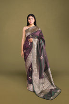 Wine Pure Silk Banarasi Saree with Kadua Swan Motifs