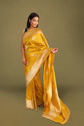 Mustard Yellow Pure Silk Banarasi Saree with Kadua Bird Motifs