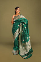 Emerald Green Pure Silk Banarasi Saree with Kadua Swan Motifs