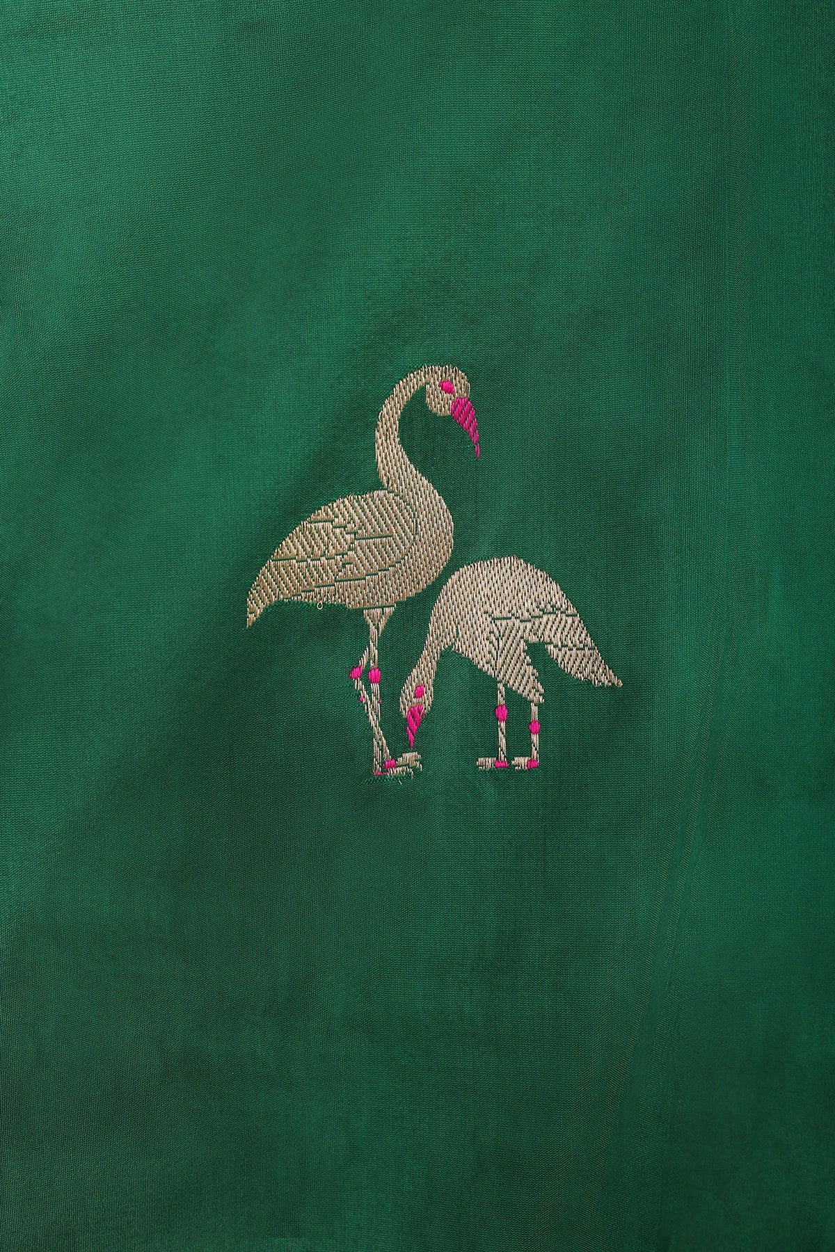 Emerald Green Pure Silk Banarasi Saree with Kadua Swan Motifs