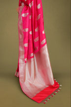Pink Mashru Silk Banarasi Saree with Floral Booti Motifs
