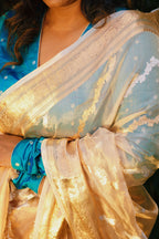 Pure tissue with zari, lehariya design saree