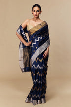 Silver border detail of the Chanderi silk saree