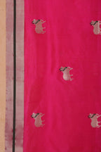 Fuchsia Pink Chanderi Silk Dupatta with Handwoven Nandi Motifs