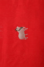 Red Chanderi Silk Dupatta with Handwoven Nandi Motifs
