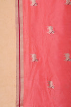 Coral Chanderi Silk Dupatta with Handwoven Nandi Motifs
