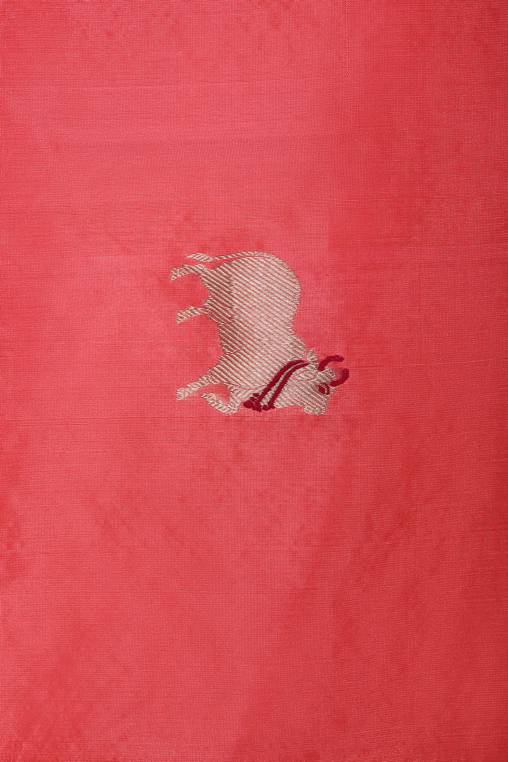 Coral Chanderi Silk Dupatta with Handwoven Nandi Motifs