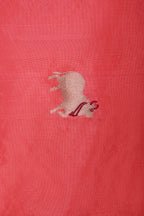 Coral Chanderi Silk Dupatta with Handwoven Nandi Motifs