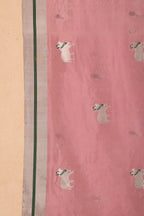 Soft Pink Chanderi Silk Dupatta with Handwoven Nandi Motifs
