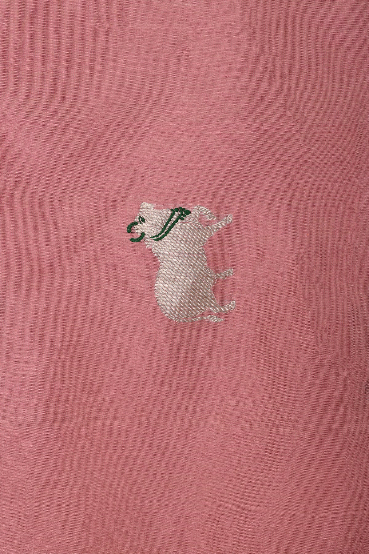 Soft Pink Chanderi Silk Dupatta with Handwoven Nandi Motifs