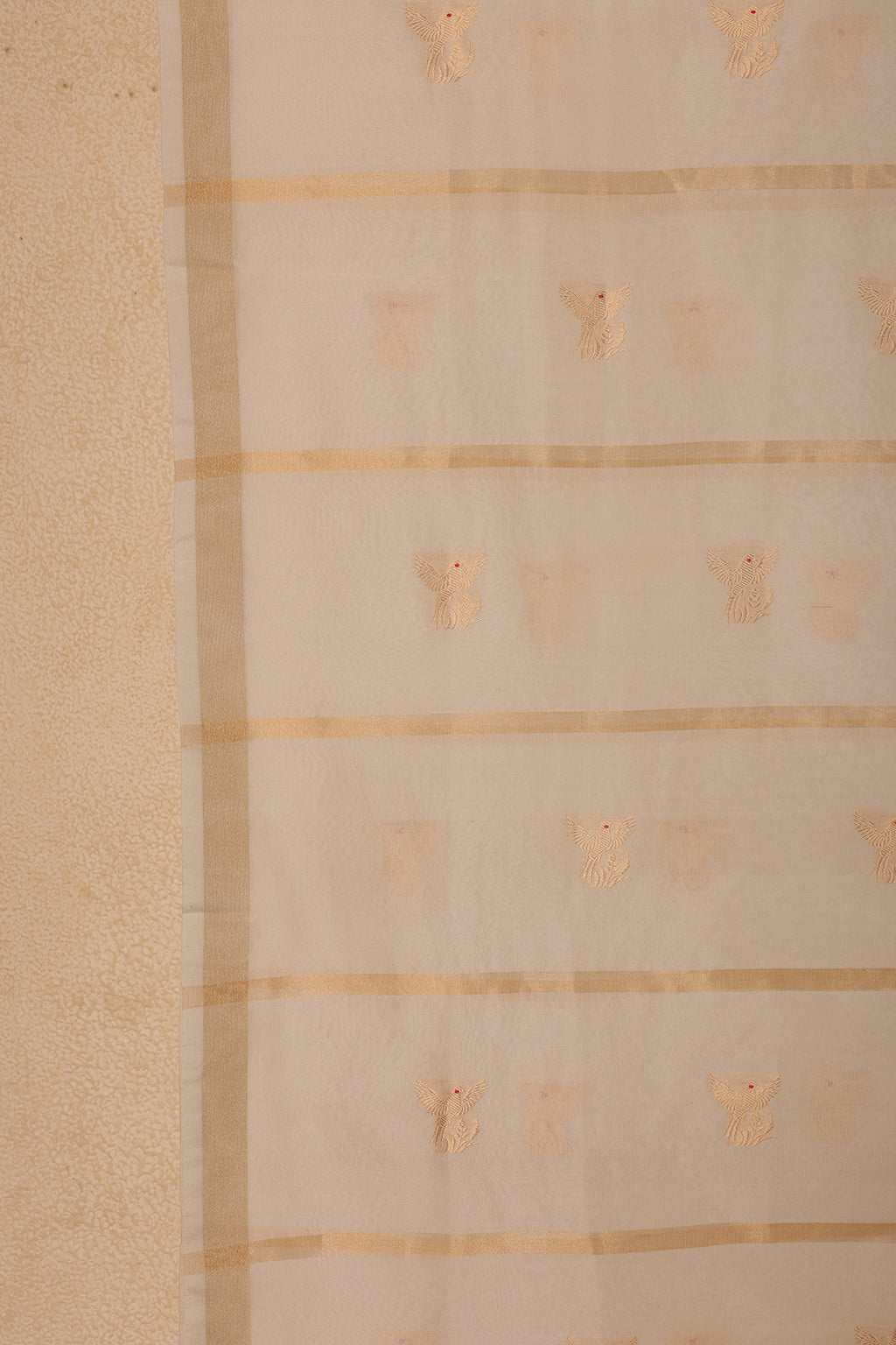 Pure Tissue Dupatta with Handwoven Bird Motifs