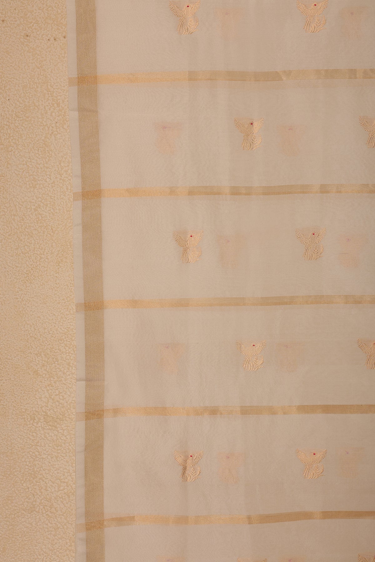 Pure Tissue Dupatta with Handwoven Bird Motifs