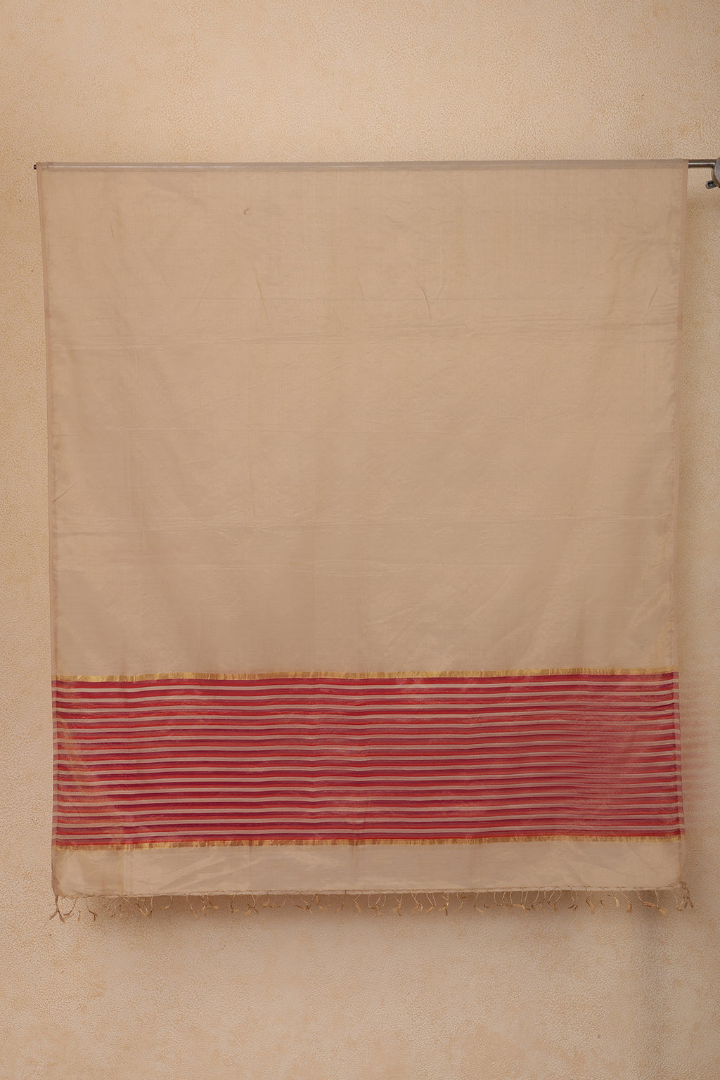Maheshwari Silk Dupatta with Red Striped Border
