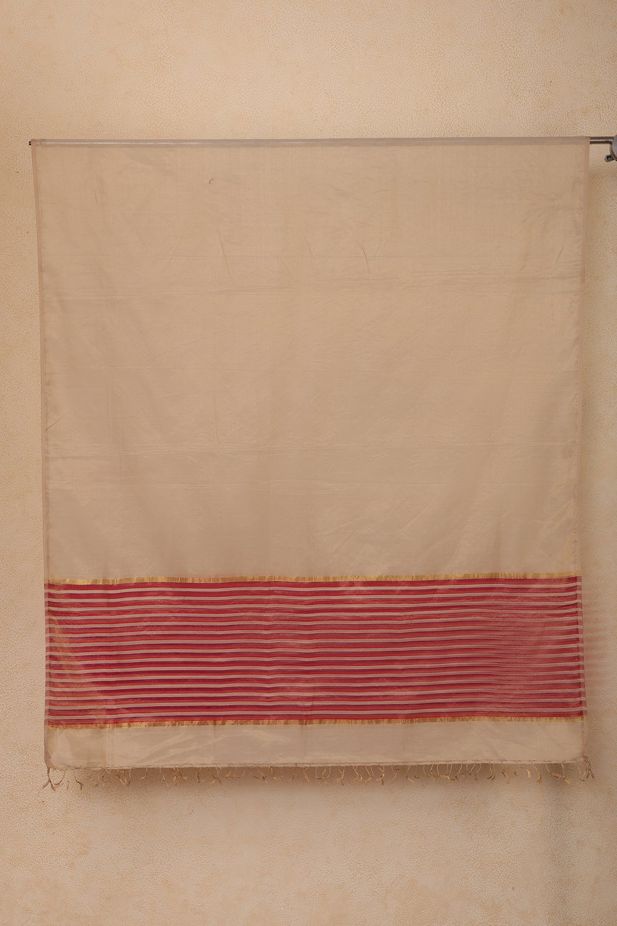 Maheshwari Silk Dupatta with Red Striped Border