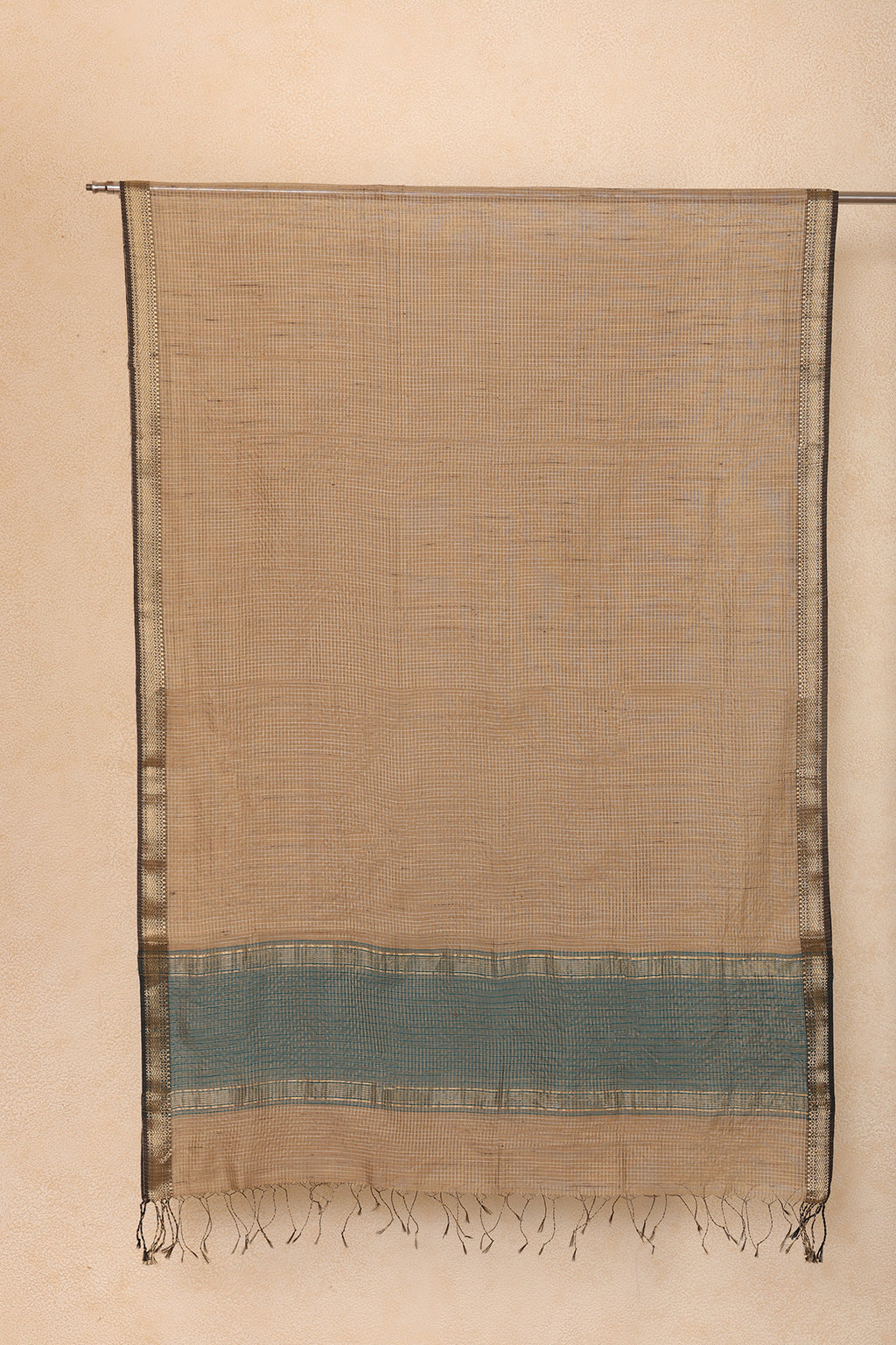 Maheshwari Silk Dupatta with Teal Border