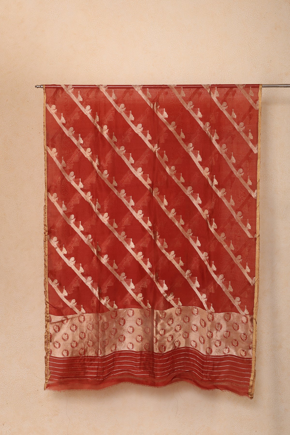 Pure Tissue Dupatta with Handwoven Peacock and Bird Motifs