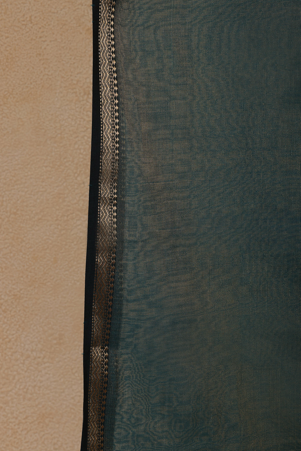 Maheshwari Silk Dupatta in Teal Blue with Black Zari Border