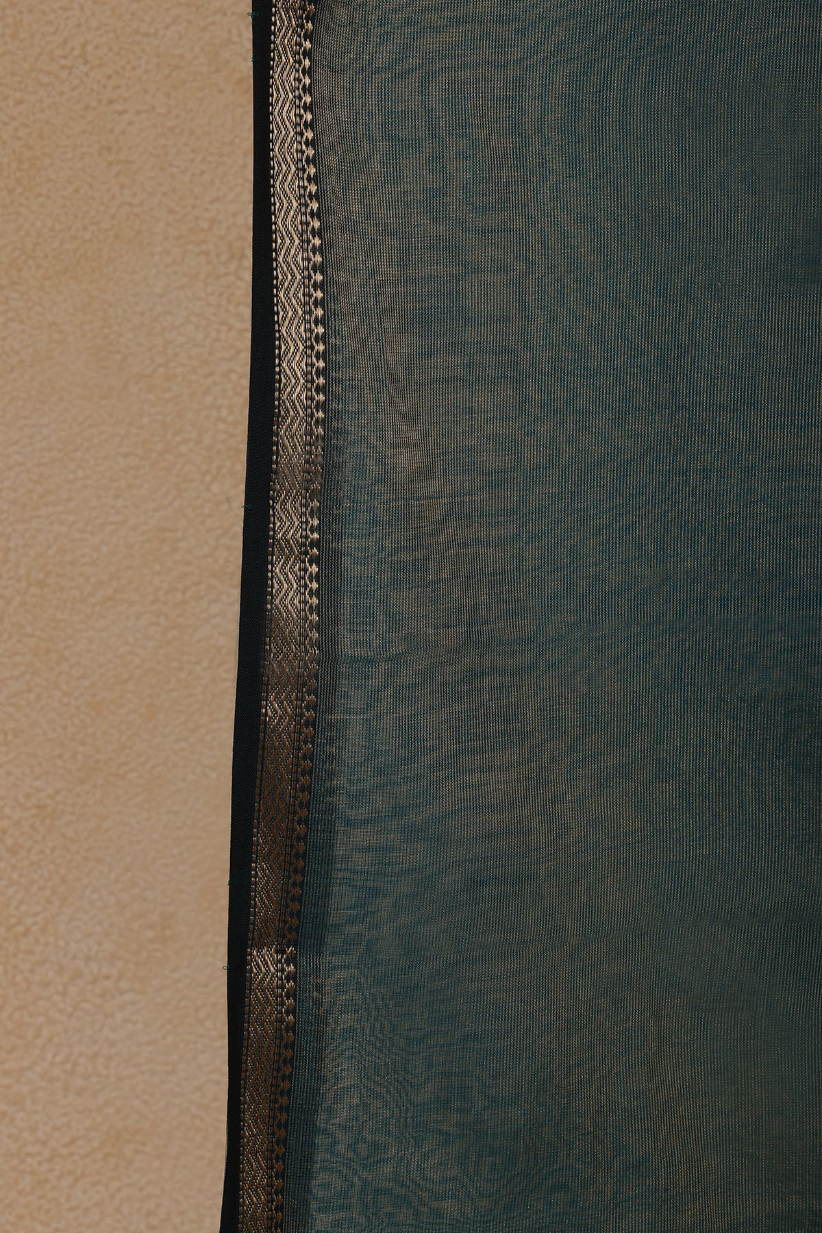 Maheshwari Silk Dupatta in Teal Blue with Black Zari Border