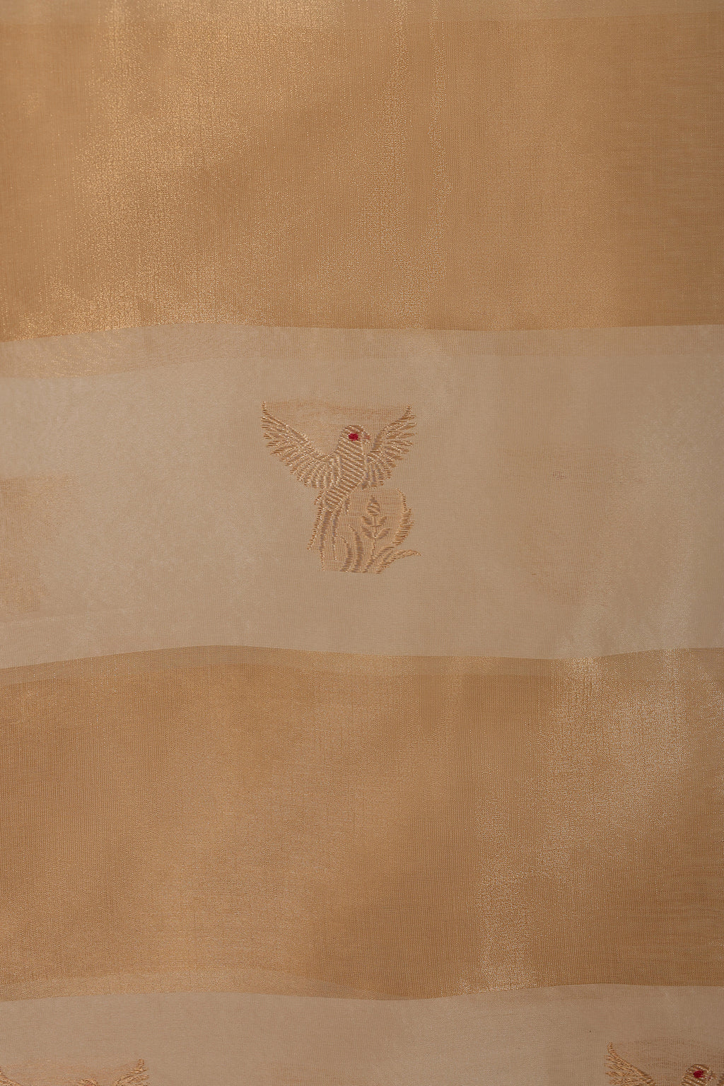 Pure Tissue Dupatta with Handwoven Nandi Motifs – Golden