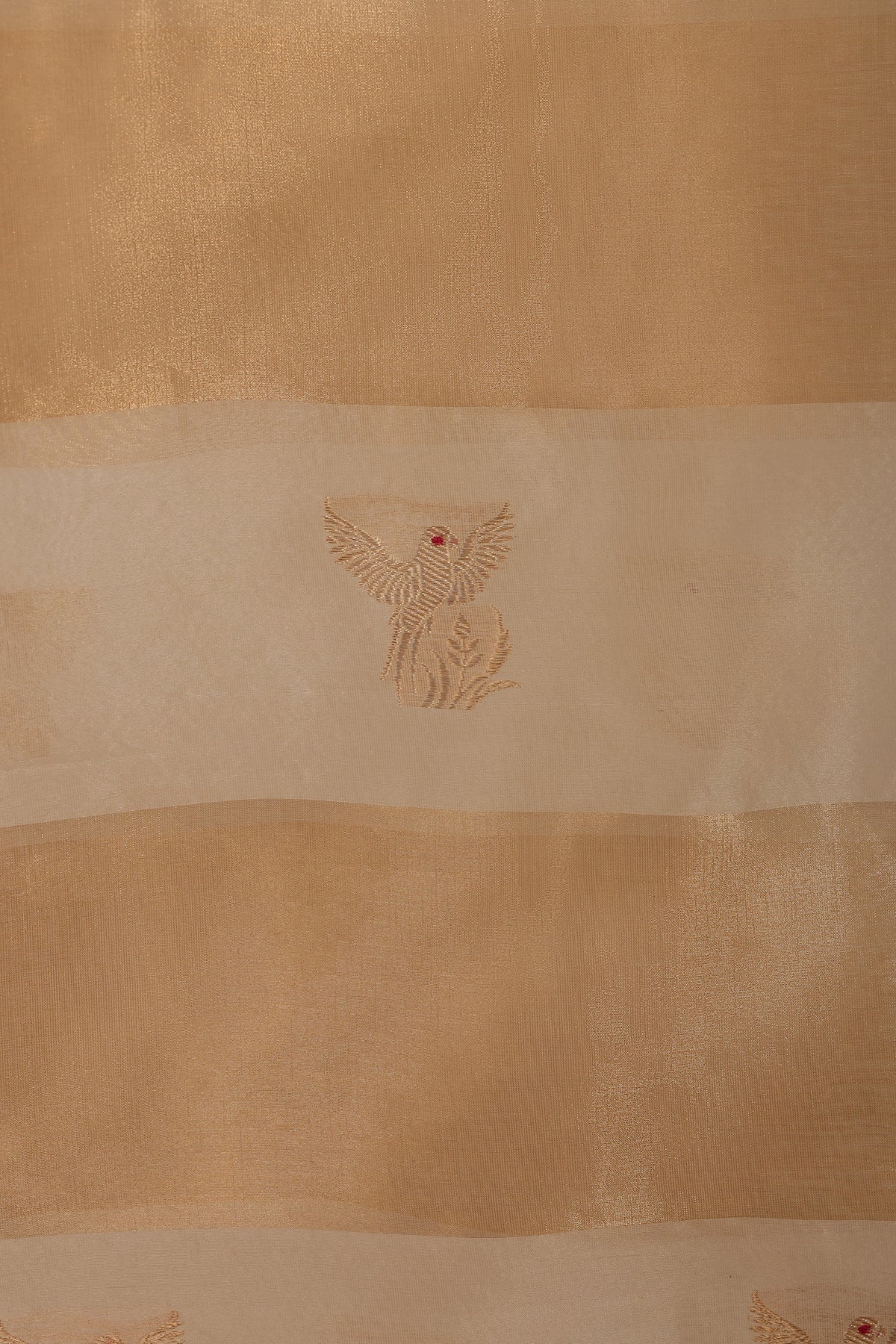 Pure Tissue Dupatta with Handwoven Nandi Motifs – Golden