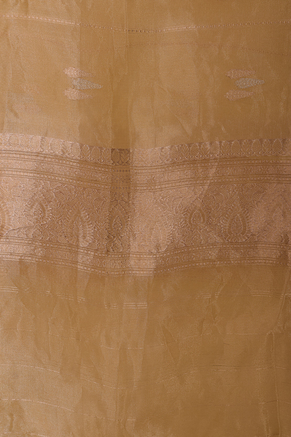 Pure Tissue Dupatta with Zari Buta and Traditional Border – Golden