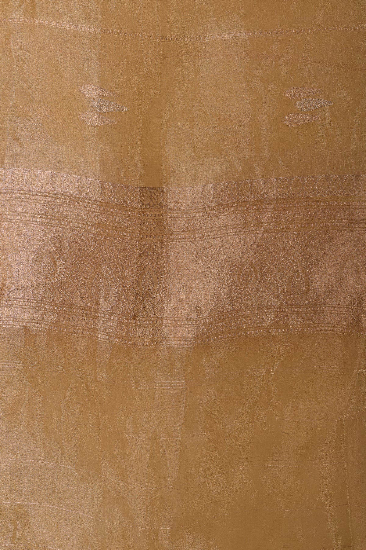 Pure Tissue Dupatta with Zari Buta and Traditional Border – Golden