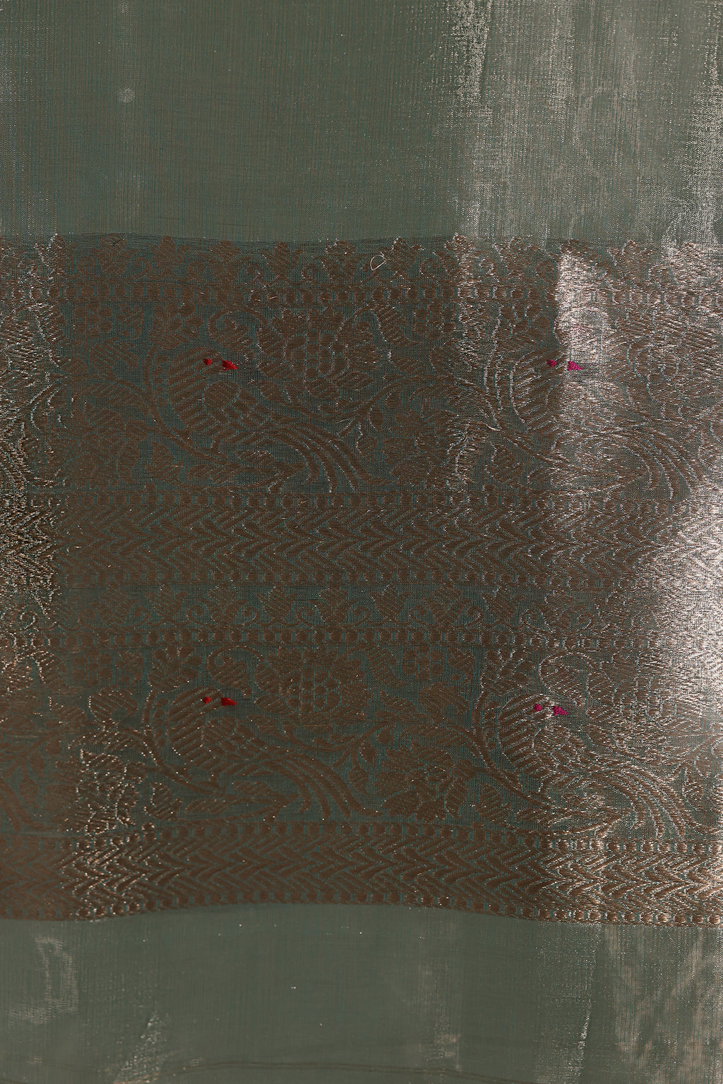 Pure Tissue Dupatta with Handwoven Bird Motifs – Pastel Green