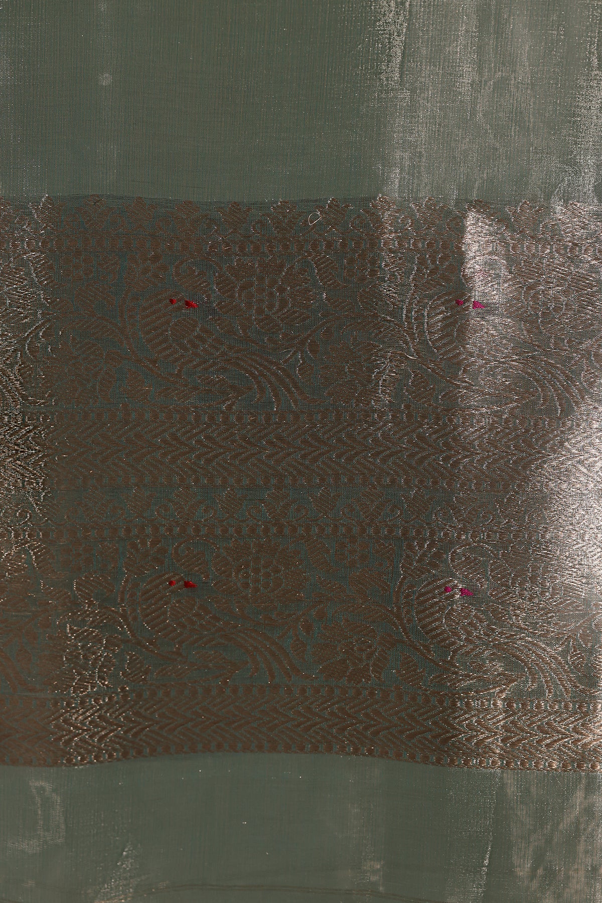 Pure Tissue Dupatta with Handwoven Bird Motifs – Pastel Green