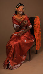 Rust Pattu Silk Saree with Majestic Golden Zari Border
