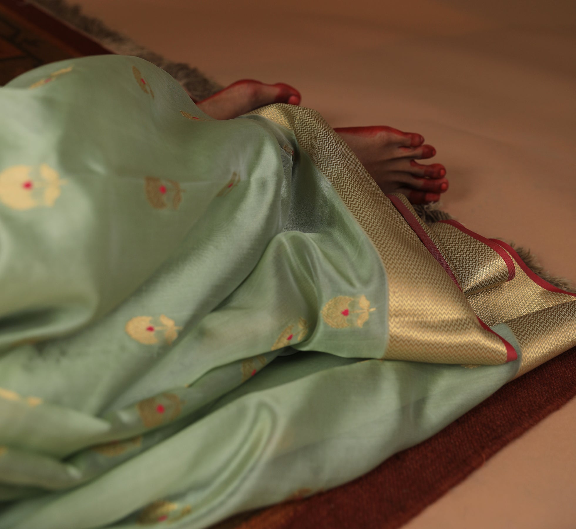 Green Chanderi Pattu Soft Silk Saree with Weaving Border