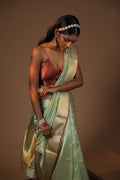 Green Chanderi Pattu Soft Silk Saree with Weaving Border