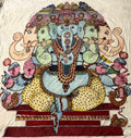 Hand-painted Pancha Mukha Ganesha wall art with five faces, lotus flowers and intricate traditional details