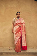 Pure Katan Silk Banarasi Tanchoi Brocade Saree – Red & Gold