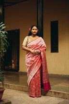 Pure Silk Banarasi Saree with Shikargah Brocade Weave – Red & Gold