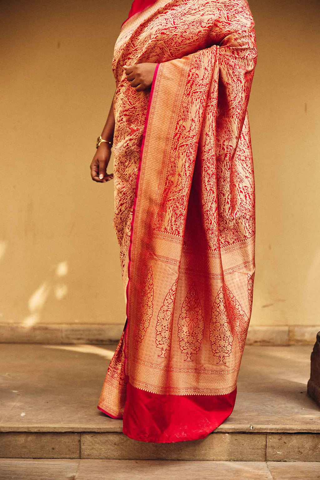 Pure Katan Silk Tanchoi Brocade Banarasi Saree in Pink & Gold