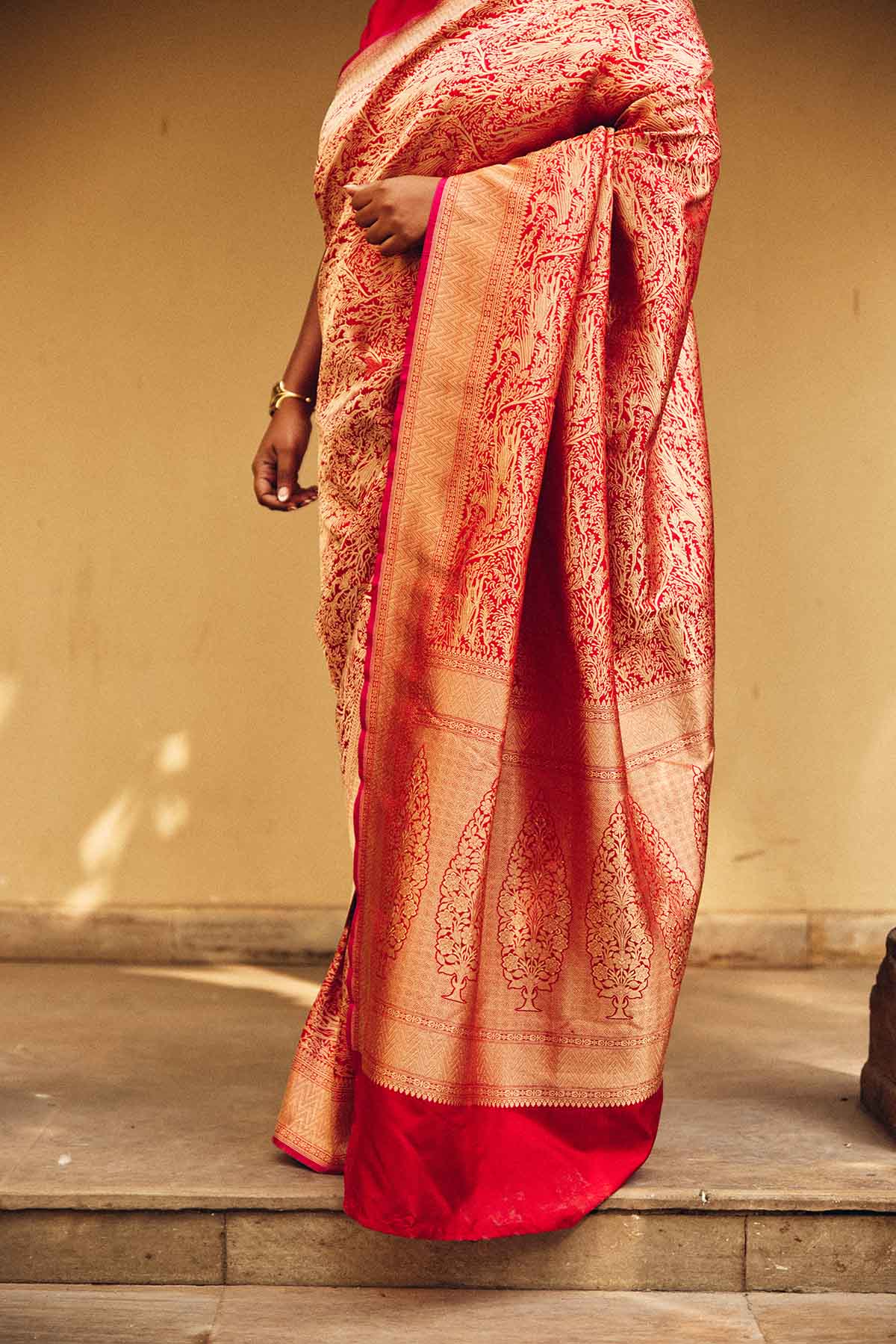 Pure Katan Silk Tanchoi Brocade Banarasi Saree in Pink & Gold