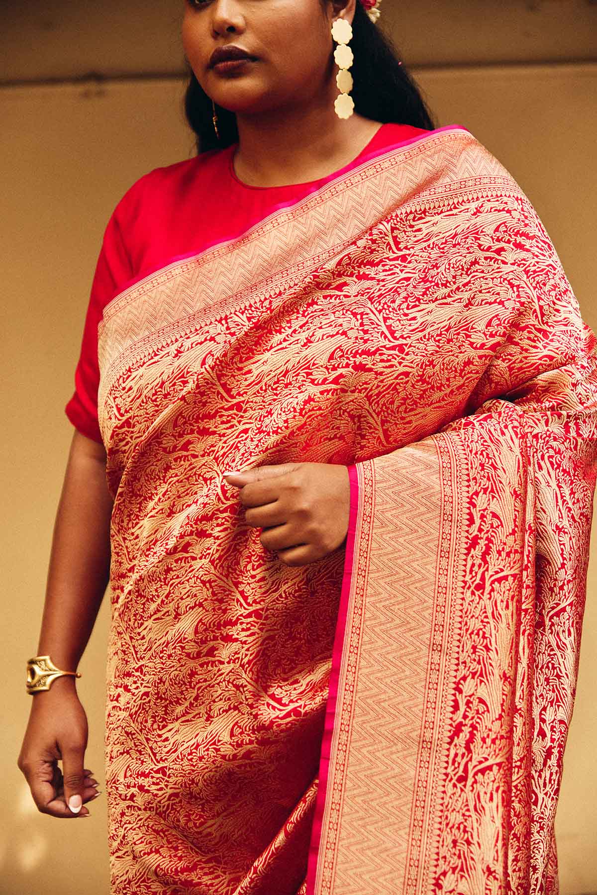 Pure Katan Silk Tanchoi Brocade Banarasi Saree in Pink & Gold