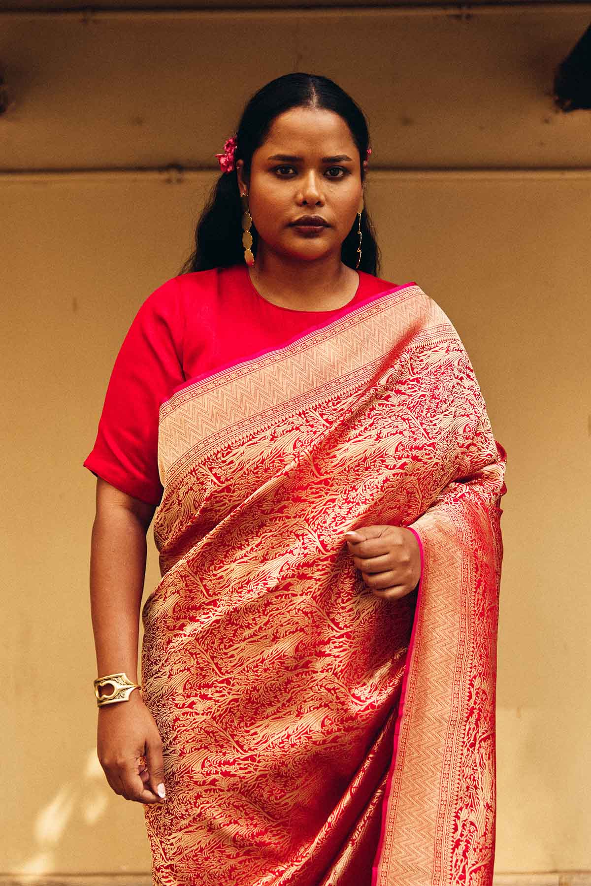 Pure Katan Silk Tanchoi Brocade Banarasi Saree in Pink & Gold