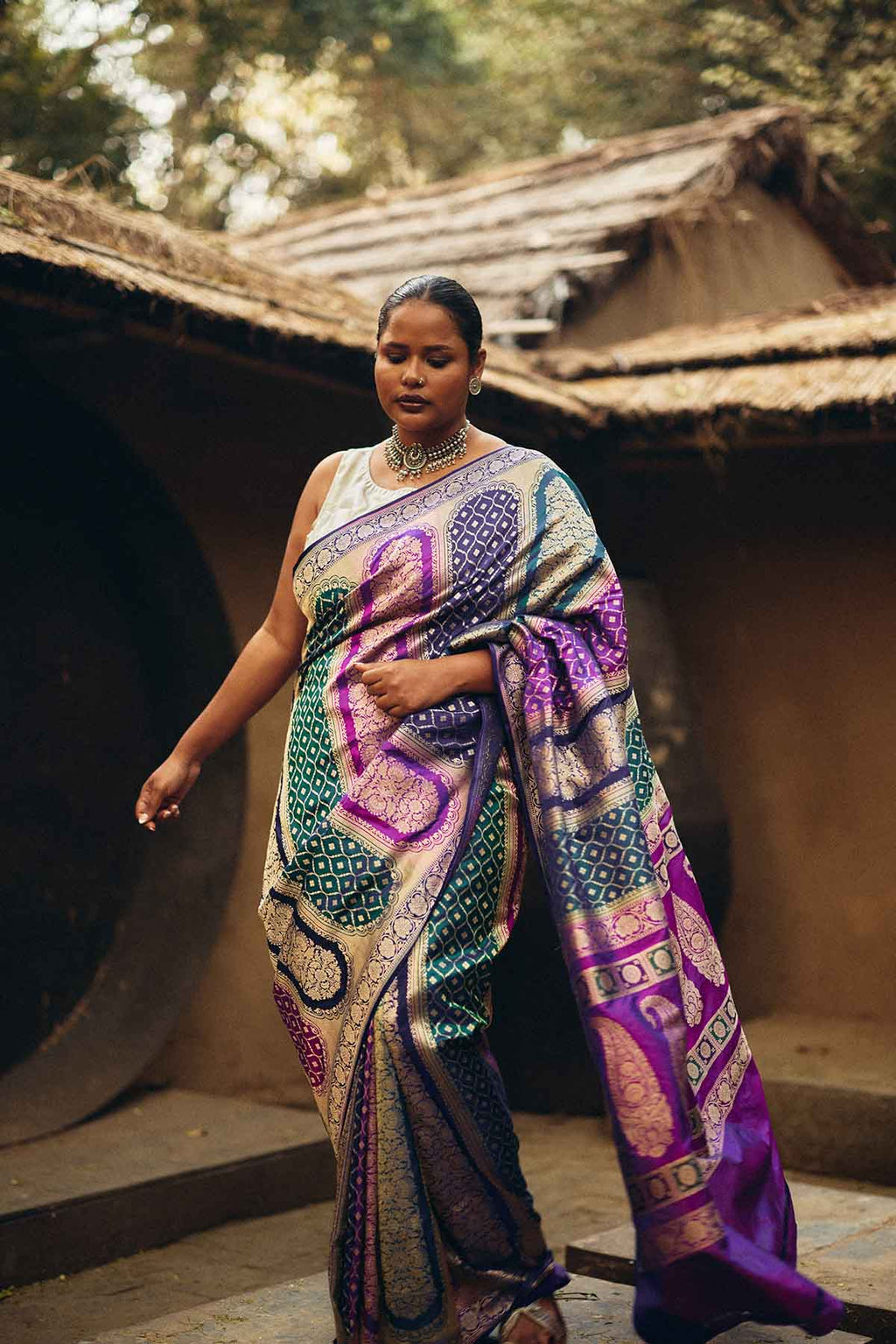 Pure Katan Silk Rangkat Banarasi Saree in Multicolour Elegance