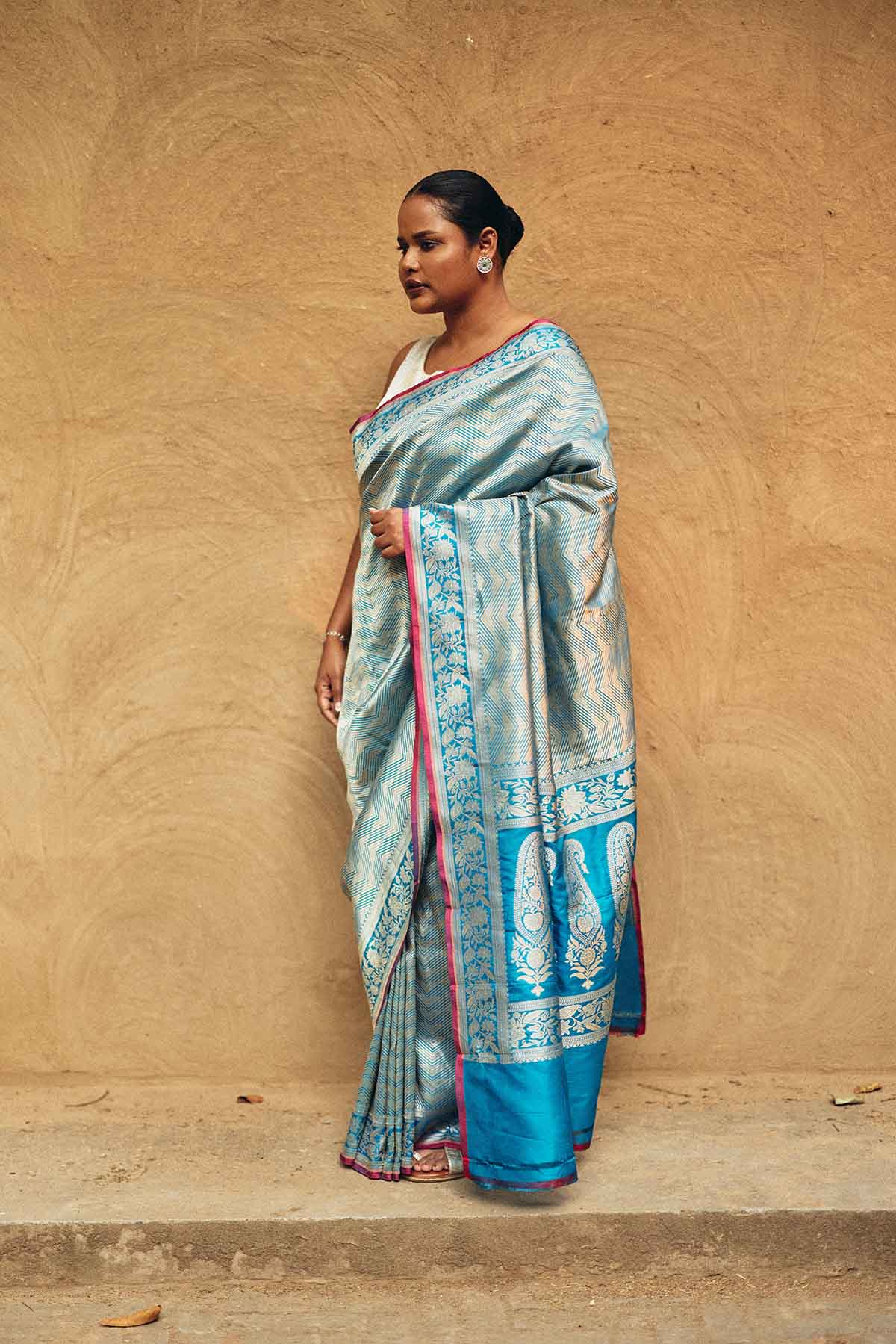 Pure Katan Silk Tanchoi Brocade Banarasi Saree in Aqua Blue