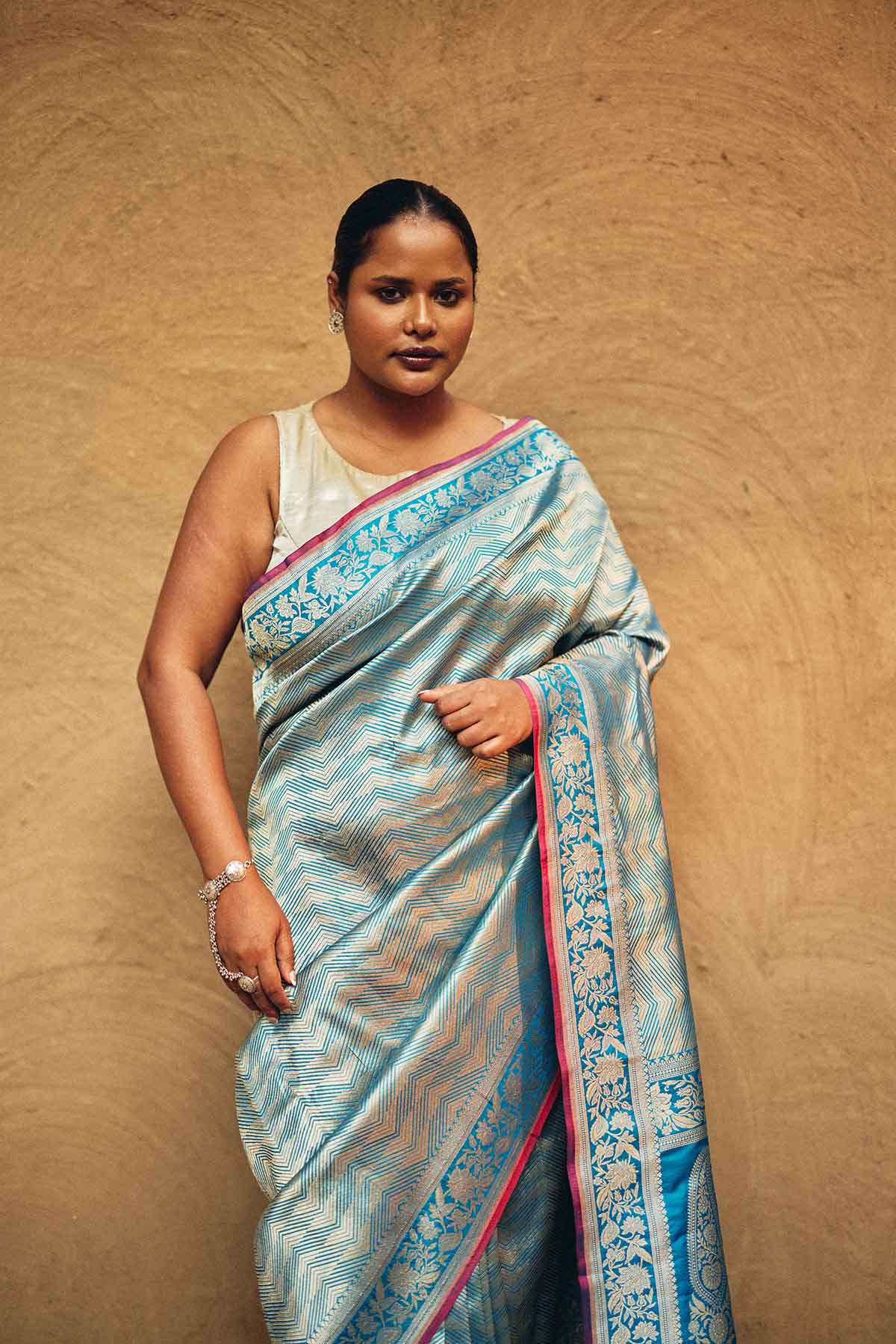 Pure Katan Silk Tanchoi Brocade Banarasi Saree in Aqua Blue