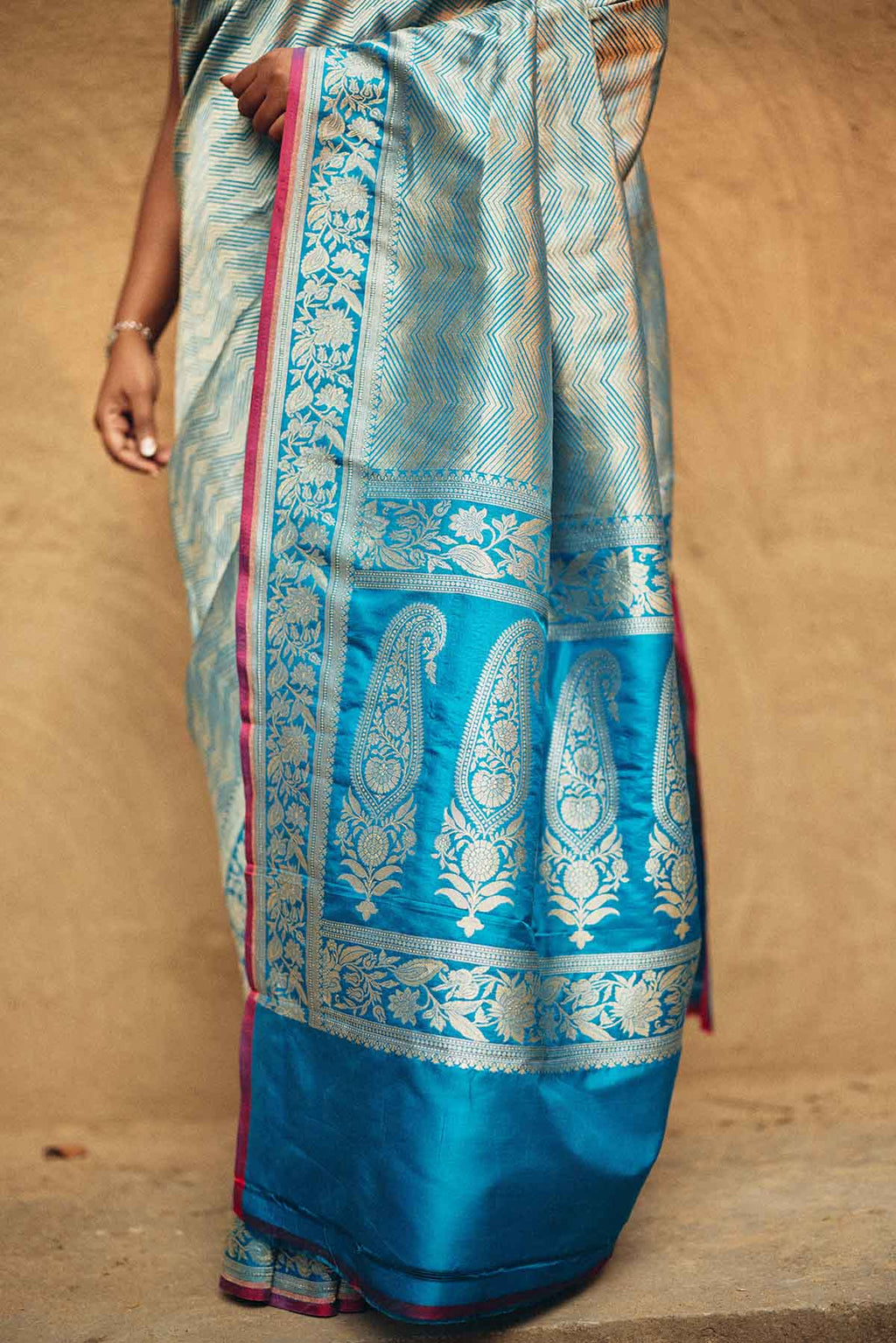 Pure Katan Silk Tanchoi Brocade Banarasi Saree in Aqua Blue